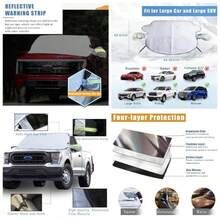 Car Windshield Snow Cover With Side Mirror And Hook, Magnetic Windshield Cover And Snow, Car Windshield Shade Foldable, Fit Large SedanLarge SUVPickupTruckMPV65x49