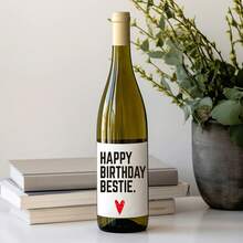 2/4包生日葡萄酒瓶标签，“生日快乐，闺蜜”设计，纸质不干胶标签，适用于21岁、30岁、40岁、50岁、60岁生日庆祝活动，无需用电或羽毛装饰，闺蜜派对装饰 - 彩色 - 查看 4