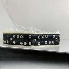 Y2K Baddie Faux Fur PU Leather Decor Fashionable Versatile Black Belt