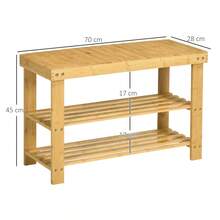HOMCOM Shoe Bench, Bamboo Wardrobe Bench With 3 Shelves For 6 Pairs Of Shoes, Shoe Rack 70 X 28 X 45, Natural On-Site Storage Solution - 1 - 查看 6