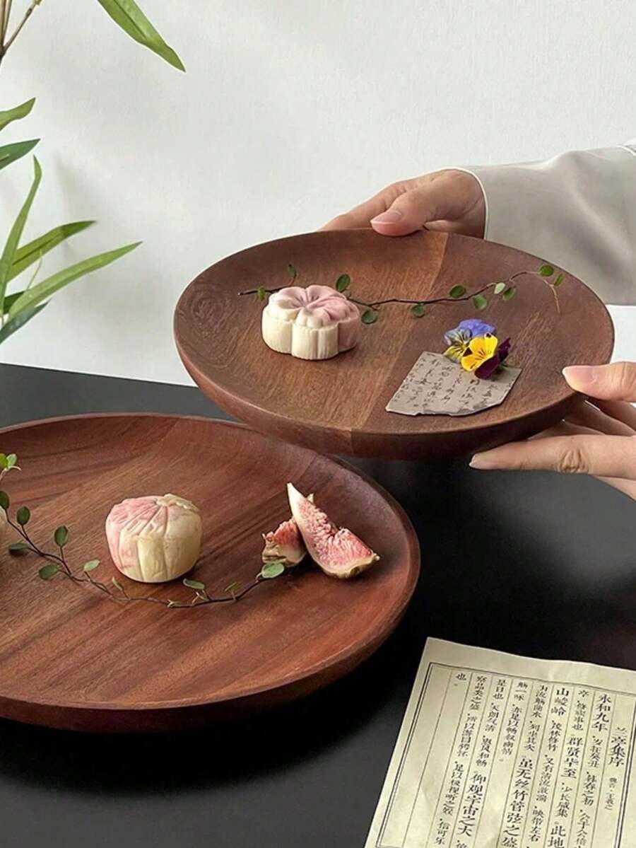 1 Stück Holz Kuchenständer mit Holzsockel, Dessert Präsentationsteller, multifunktionale Obstschale, geeignet für Esszimmer Dekoration, Zuhause und Küche Serviertablett, für den Ramadan verwendbar
