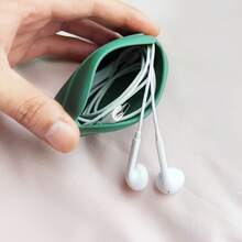 Silikon Schutzhülle für kabellose Ohrhörer und Datenkabel, kompakte Aufbewahrungsbox mit Reißverschluss, weiches Material, ideal zum Organisieren und Schützen kleiner Gegenstände, Ohrhörer Aufbewahrungsbox