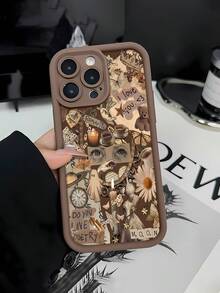 Funda para teléfono con diseño de poesía de amor, compatible con teléfonos ,  17,  16 Pro Max,  15 Pro Max,  13 y  12. Fabricada en TPU, ofrece protección contra golpes y caídas. Un regalo ideal para familiares, amigos, parejas, el Día de Muertos y Halloween. - Marrón - Ver 1