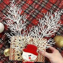 12 buc flori decorative de Crăciun noi - tulpini artificiale de pin cu flori albe pentru umplutură DIY pentru coroane/vaze, decorațiuni pentru casă de sărbători, simulare ramuri de pin și chiparos de Crăciun, ramuri artificiale de pin și chiparos, plante de Crăciun, decorațiuni DIY