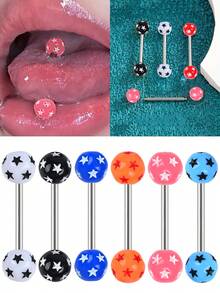 1pc Titanium Steel Luxury Rhinestone Decorated Tongue Piercing Jewelry For Women