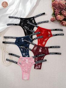 5pcs/Pack Women's Sexy Lace Letter Waistband Panties - Multicolor - View 2