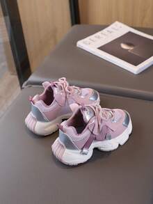 1 Pair Girls' Sports Shoes, Breathable Mesh Chunky Sneakers, Spring/Autumn New Kids Shoes - Pink - View 4