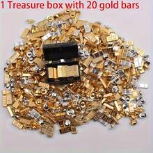 21件迷你金条海盗宝箱，仿真金币，宝箱装饰，派对礼品，海盗配件，趣味摆件，主题派对用品，派对礼物 - 金色 - 查看 5