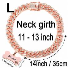 1pc Customized Luxury Rhinestone Dog Cuban Link Collar, 1.3cm Wide Hiphop Pet Necklace, Suitable For Small/Medium/Large Dogs, Pet Accessories & Gift, Can Engrave Pet Name, Phone Number, Anti-Lost Ornamental,Engraved Stylish,Fashion,Colorful,Vintage,Cute,Contracted,Cuties Custom,Unique,Customized,Personalized Pet For Anniversaries,For Birthdays,Pet Supplies,2025 Halloween Accessories,Fall Décor