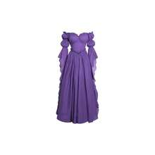 Vestido de disfraz medieval y renacentista, vestidos de época victoriana y regencia para mujeres - Grande / Extragrande + Morado - Ver 1