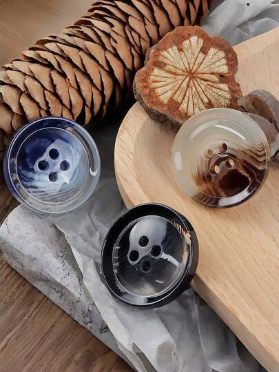 10pcs/Set Resin Buttons, Mixed Watercolor Design, Multi-Size, Fashion High-End Accessories, Suitable For DIY Crafts, Sewing And Upgrading Coats, Suits, Jackets, Sweaters, Trench Coats, Round 4-Hole Buttons