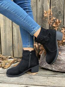 Giày bốt cổ ngắn đế dày phong cách Anh Quốc thời trang thu đông 2025, kiểu dáng cổ điển, thời trang dành cho các bé gái tuổi teen - màu đen - Xem 3