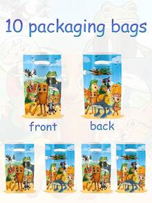 10/30/50pcs Italian Brainrot Tralalero Tralala Theme PE Favor Bags, Brainrot-Meme Shark Image Gift Bags, Storage Bags, Gift Exchange Bags, Birthday Party Supplies, Pearlescent Candy Bags - Multicolor - View 10