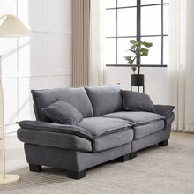 A Modern And Simple Double Sofa With A Feather Bed That Has Enough Cushioning, Cozy Yet Spacious In The Living Room/Bedroom/Office, Light Grey. - Dark Gray + Velvet + 2 Seat + Foam - View 4