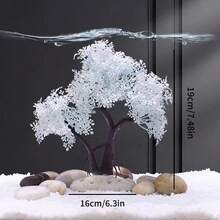 1 Set Aquarium Decor Accessories, Creative Cartoon Landscape Ornaments, Fake Pink & White Sakura Tree For Fish Tank Decoration - Multicolor - View 2