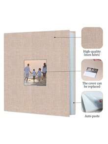 Inch Linen Self-Adhesive Window Album - 20 Sheets (40 Pages) Suitable For Baby Keepsake Albums, Child Development Yearbooks, Family Albums, Graduation Commemorative Books, Wedding Albums, Travel Albums, Ticket Stub Keepsakes. Beige - Multicolor - View 5