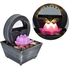 Adorno de fuente, 6.5 x 4.5 x 4.5 pulgadas, decoración del hogar con flores, fuente de mesa con luz LED, fuente de agua de escritorio con de alimentación USB para decoración de interior - 1 - Ver 8