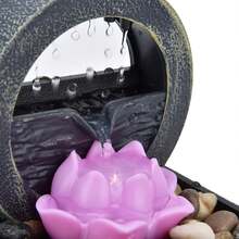 Adorno de fuente, 6.5 x 4.5 x 4.5 pulgadas, decoración del hogar con flores, fuente de mesa con luz LED, fuente de agua de escritorio con de alimentación USB para decoración de interior - 1 - Ver 10