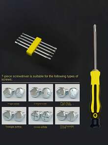 12-In-1 Precision Screwdriver Set, Suitable For Smartphones And Tablets - Durable Carbon Steel Repair Tools With Flat Head Bits, Yellow And Black Handles, Compatible With Y-Shape, U-Shape, Triangle, Cross And Flat Head Screws, Smartphone Repair Kit - [7-piece Set] 12-in-1 Screwdriver - View 6