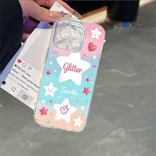 CLEAR  CASE Cute Stars And Hearts With Glitter And Twinkle TextCompatible With  11 To  17 Models The Cases Lens Protection Function Ensures The Camera Remains Undamaged During Shooting  Guaranteeing Image Quality - Clear - View 7
