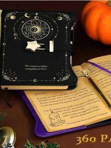 1pc Girl's Gift With Lock & Key, 360° Gold Edged Girl's Diary Notebook, B6 Refillable Notebook With Pen & Bookmark