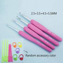 9pcs Crochet Hook Set With Storage Box, Soft Handle Crochet Hooks Set, Knitting Tools DIY Yarn Craft Supplies (Assorted Color Knitting Needles & Stitch Markers)