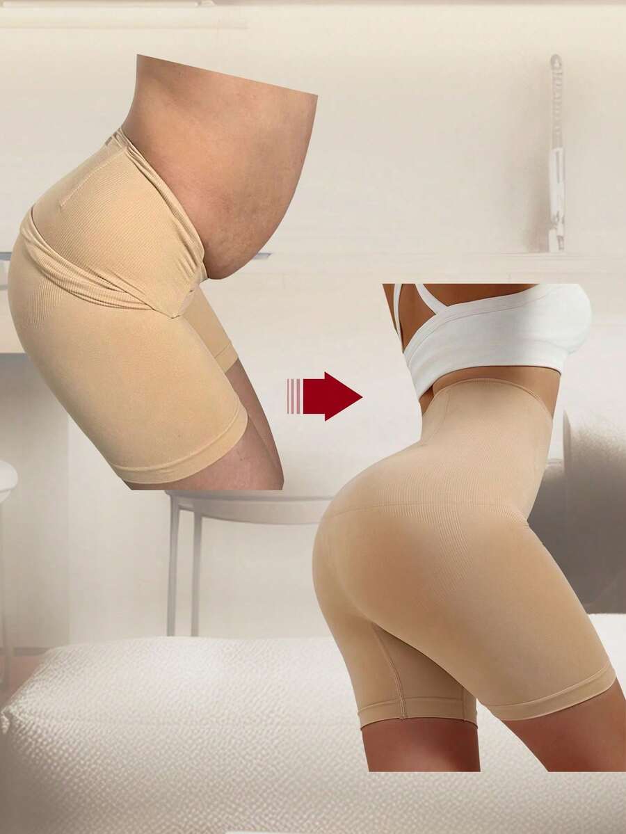 Women's High-Waisted Pull-In Hip Lift Yoga Leggings Safety Pants Unrolled Sweatpants - Màu be - Xem 1