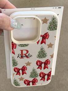 1pc Customizable Christmas Themed Phone Case, Compatible With IPhone 17 Pro Max/17 Air/15 Pro Max/16 E/14 Plus/13/12/11, S24/20 Ultra/A52/A51/A05S, Note 13 Pro Plus/10A/13C, Made Of TPU Material With Christmas Tree, Red Bow, Stars And Other Holiday Elements, Ideal Christmas Gift For Family And Friends,2025phonecase,International Version, Not The Domestic Version - White - View 4
