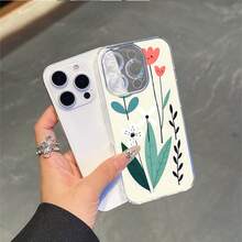 CLEAR  CASE Happy Flowers And Leaves On A Light BackgroundCompatible With  11 To  17 Models The Cases Lens Protection Function Ensures The Camera Remains Undamaged During Shooting  Guaranteeing Image Quality - transparente - Ver 4