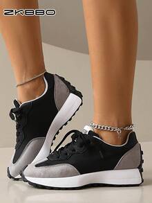 ZKBBO 女士休闲运动鞋，轻便防滑健身跑步鞋，网球鞋，休闲鞋 - 黑色 - 查看 3