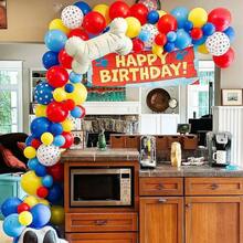 Balloons, 12 Inch Circus Balloons Red Yellow Blue And White Paw Print Puppy Balloons Colorful Confetti Latex Balloon Dog Themed Birthday Party Decorations - Đỏ Vàng Xanh - Xem 5