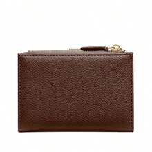 New Patchwork PU Leather Short Women Wallet High-End Bifold Purse Minimalist Card Holder Snap Closure Wallet For Women Wallet Mini Wallet Purse Wallet Small Wallet Card Wallet Coin Wallet Pouch Vintage - Coffee - View 6