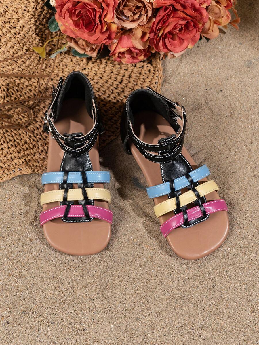 1双时尚儿童水钻凉鞋，儿童沙滩凉鞋，波西米亚风格，手工镶钻凉鞋 - 彩色 - 查看 1