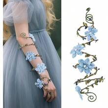 Renaissance Costume Flower Arm Wrap - 1 PC Fairy Accessories Women Halloween Renfaire Cosplay LARP Accessories - Màu xanh lam - Xem 5