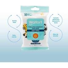 Walfort.| Toallitas húmedas para bebé.Limpieza suave y delicada para la piel de tu bebé.Resistentes y sin alcohol.Caja con 12 paquetes con 10pzs c/u - 1 - Ver 2
