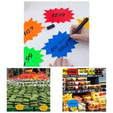 30 PCS Burst Signs Paper, 4. 6.3 Inches Starburst Signs Fluorescent Neon Signs Blank Shape Retail Tags Burst Paper Signs Retail Store, Party Favors, Garage Sign And Etc. - 30 Pcs - View 1