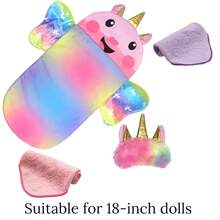 彩虹翅膀娃娃睡袋，带眼罩，适合10-14英寸娃娃、35厘米新生儿娃娃，圣诞节生日礼物，娃娃配件，不含娃娃，家居装饰