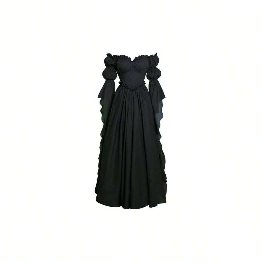 Medieval Renaissance Costume Dress Regency Dresses Women Victorian - Large / X-large + Black - View 1