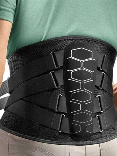 Men's Adjustable Back Support Belt With Multi-Strap Compression, Breathable Mesh Waist Trainer For Daily Support