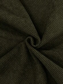 1件青少年男童宽松休闲运动纯色百搭灯芯绒直筒裤 - 軍綠色 - 查看 5