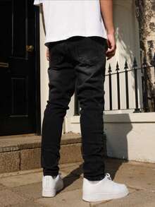 Fashionable Ripped Skinny Jeans For Teenagers - Black - View 2