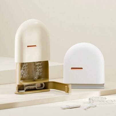 1 pieza Caja portátil de almacenamiento de retenedores dentales, Estuche ortodóntico de ABS con sellado deslizante, Contenedor para aparatos dentales, Caja para dentaduras, Almacenamiento de frenos, Diseño compacto para uso en el hogar y viajes