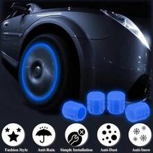 4PCS Fluorescent Tire Valve Stem Caps Luminous Car Tire Air Cap Corrosion Resistant LeakProof Wheel Valve Cover Universal For Cars Trucks Bikes Motorcycles Bicycles Blue - 藍色 - 查看 4