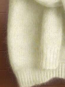 女士马海毛毛衣 - 法式插肩袖，宽松版型，柔软舒适，适合秋冬季节，是圣诞节/生日的绝佳礼物。 - 淺檸黃 - 查看 4