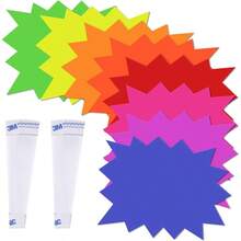120 Pieces Starburst Signs Retail, 5*6.6 Inch Fluorescent Garage Stickers, Multicolor Signs Retail Store, Garage Supplies, Yard Stickers With PVC Sticky Transparent Strip - Colorful - View 2