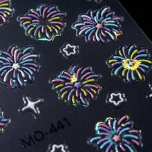 1pc Self-Adhesive Firework Nail Stickers - Glittering 3D Firework Slides, Self-Illuminating Effect (No Glue Required), Suitable For New Year's, Christmas, Parties - Temporary DIY Nail Art Decals For Hands, Nails, And Toes - Glossy Plastic Finish - 1個 - 查看 7