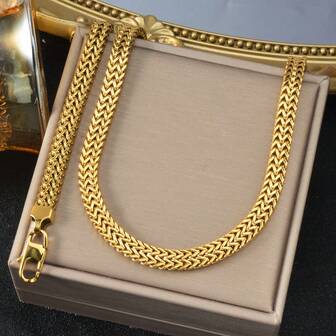 Conjunto de joyería de collar y pulsera de acero inoxidable chapado en oro de 18k, estilo trenzado japonés y coreano, adecuado para uso diario de mujeres y hombres