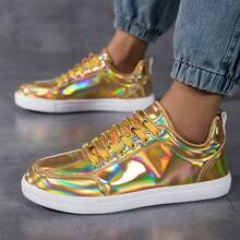 Men's Comfortable & Durable Sports Shoes, Men's Formal Shoes With Glossy Design For Fashion & Daily Wear, Men's Versatile Casual Shoes - Gold - View 14