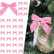 36 pezzi Set di decorazioni in velluto a fiocco per Natale, ornamenti a fiocco rossi in velluto per feste natalizie, albero di Natale, ghirlanda, camino, decorazione della porta, adatto per Natale e feste di matrimonio