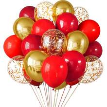 30pcs Red & Gold Balloon Set, 10inch Latex Balloons, Suitable For Birthday Party, Wedding, Anniversary, Graduation, Bridal Shower, Theme Party, Various Event Decoration, Indoor & Outdoor Decor - Multicolor - View 2